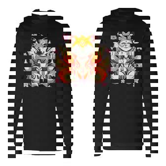 九尾 狐 きつね 日本の桜 長袖Tシャツ - Kawaiitshirt