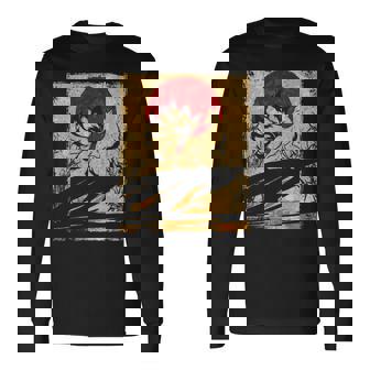 九尾の狐 日本のレトロアート 長袖Tシャツ - Kawaiitshirt