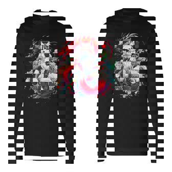 九尾狐 きつね竜 長袖Tシャツ - Kawaiitshirt