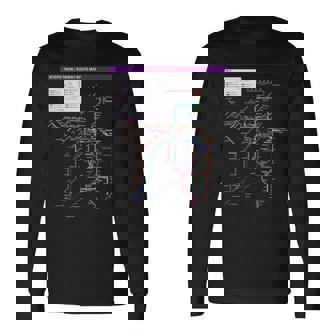 京都日本地下鉄鉄道おみやげ路線図 長袖Tシャツ - Kawaiitshirt