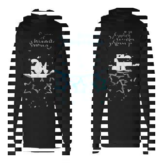 人気話題 シマエナガの親子 雪 雪の結晶 妖精 北海道 日本の野鳥 星 白い小鳥 星 長袖Tシャツ - Kawaiitshirt