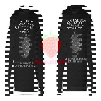 人生はイチゴとベターです 長袖Tシャツ - Kawaiitshirt