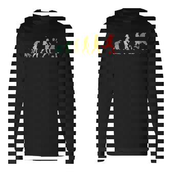 人類の進化 ネタ サッカー サッカー好き サッカーファン サッカー選手 おもしろ サッカー部 レトロ エボリューション 長袖Tシャツ - Kawaiitshirt