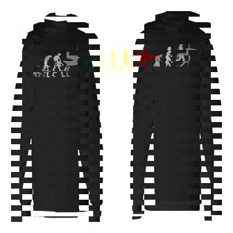 人類の進化 サーファー サーフィン ウォータースポーツ好き サーフボード サーフィン好き 海好き エボリューション 長袖Tシャツ - Kawaiitshirt