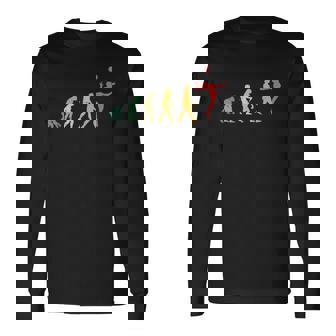 人類の進化 バレーボール バレーボール好き 趣味 おもしろ レトロ サーブ バレーボール部 ビーチバレー バレー好き 長袖Tシャツ - Kawaiitshirt