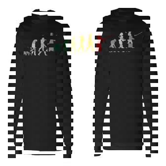 人類の進化 剣道 武道 剣道好き 剣道部 趣味 剣道サークル 鉄剣道 剣術 エボリューション 長袖Tシャツ - Kawaiitshirt