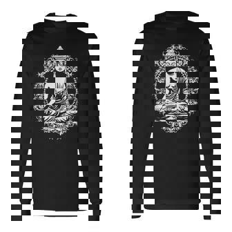 仏像 ヨガ 仏教 禅 仏教 瞑想 長袖Tシャツ - Kawaiitshirt