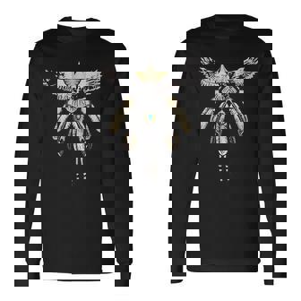 先金イーグル五連フェザー 長袖Tシャツ - Kawaiitshirt