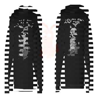 兎 ウサギ メガネ サングラスtay Cool Dog レトロ おもしろ かわいい イラスト 長袖Tシャツ - Kawaiitshirt