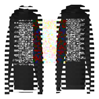 六角形の世界旗、国旗tシャツ 長袖Tシャツ - Kawaiitshirt