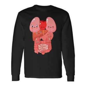 内臓 面白い 人体 解剖学 微笑 長袖Tシャツ - Kawaiitshirt