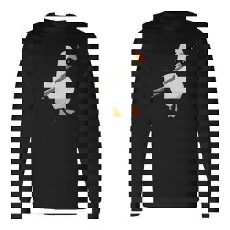 刀を持ったアヒルと剣を持つアヒル 刀包丁 ガチョウ 長袖Tシャツ - Kawaiitshirt