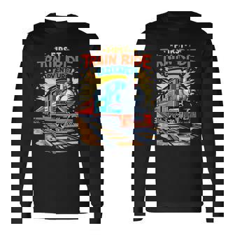 初電車 乗る 鉄道 アドベンチャー 風景 旅行 メモリーギア 長袖Tシャツ - Kawaiitshirt