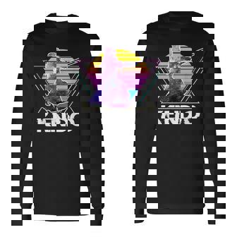 剣道 日本武道 レトロ ヴィンテージ ヴェイパーウェーブ 90年代 長袖Tシャツ - Kawaiitshirt