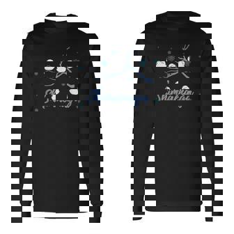 北海道 冬の風景 シマエナガのイラスト 雪の結晶 可愛い小鳥 長袖Tシャツ - Kawaiitshirt