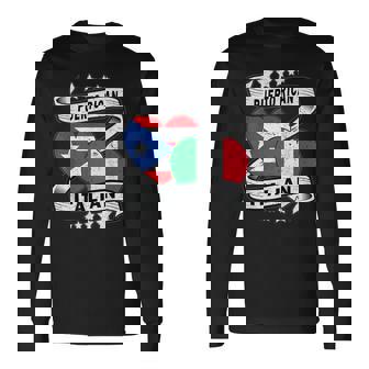 半分イタリア半分プエルトリコの国旗 ハート イタリア プエルトリコ 長袖Tシャツ - Kawaiitshirt