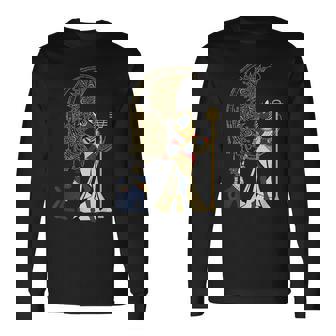 古代の典型的な猫の女神バステット エジプト 三日月 月 月 長袖Tシャツ - Kawaiitshirt