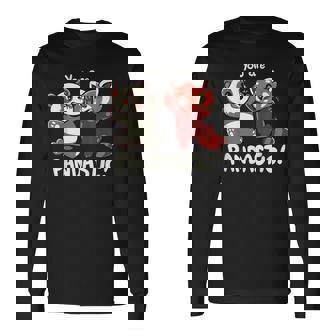 君はパンダスティックだよハイタッチのレッサーパンダとパンダ 長袖Tシャツ - Kawaiitshirt