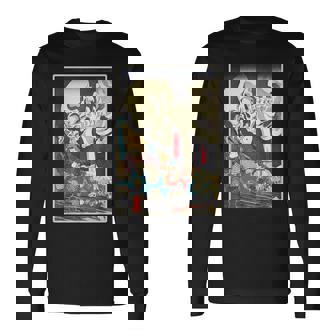 善知鳥安方忠義伝 歌川国芳 国芳スケルトンスペクター日本の浮世絵アートプリント 長袖Tシャツ - Kawaiitshirt