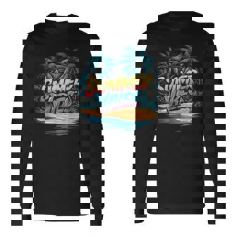 夏 バイブ トロピカル ビーチ ヤシの木 オーシャン サンシャイン 長袖Tシャツ - Kawaiitshirt