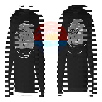 夏のビーチパームグラフィックポケットパッチバッジアイコンミニマリスト。 長袖Tシャツ - Kawaiitshirt