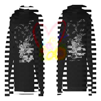 夏の花のデザイン、ひまわり、ラベンダー、アジサイ 長袖Tシャツ - Kawaiitshirt