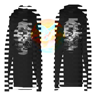 夕日の美しいコンゴウインコ、スカーレットコンゴウインコ 長袖Tシャツ - Kawaiitshirt