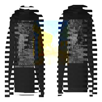夜のカフェテラス ゴッホ 名画 レトロ 長袖Tシャツ - Kawaiitshirt