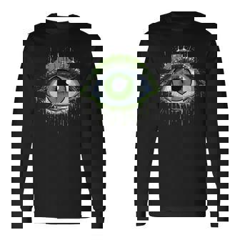 大きな緑の目玉 長袖Tシャツ - Kawaiitshirt