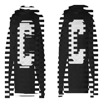 大文字 C アルファベット モノグラム イニシャル 長袖Tシャツ - Kawaiitshirt