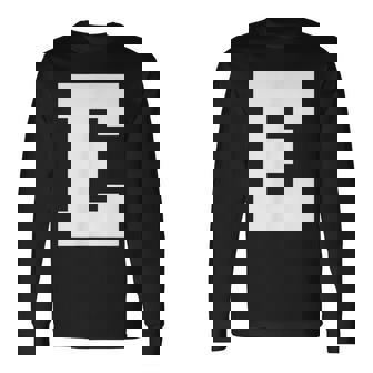 大文字 E アルファベット モノグラム イニシャル 長袖Tシャツ - Kawaiitshirt