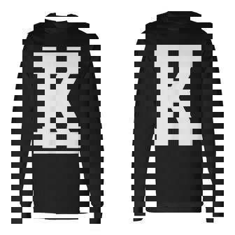 大文字 K アルファベットモノグラム イニシャル 長袖Tシャツ - Kawaiitshirt
