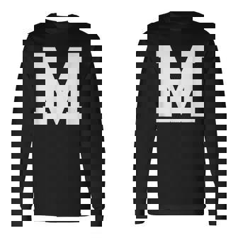 大文字 M アルファベットモノグラム イニシャル 長袖Tシャツ - Kawaiitshirt