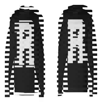 大文字 R アルファベット モノグラム イニシャル 長袖Tシャツ - Kawaiitshirt