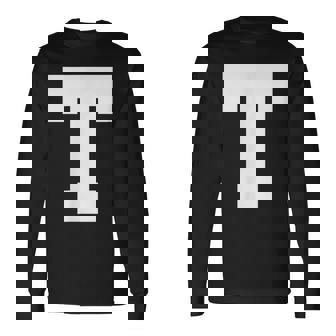 大文字tアルファベットモノグラムイニシャル 長袖Tシャツ - Kawaiitshirt