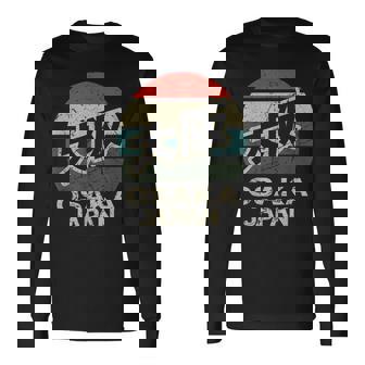 大阪 日本 漢字 キャラクター 円 レトロ 夕日 長袖Tシャツ - Kawaiitshirt