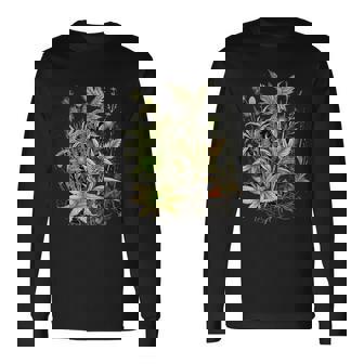 大麻植物とつぼみ 420 草 麻 サティバ インディカ ポットヘッド 長袖Tシャツ - Kawaiitshirt