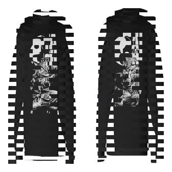 太極拳武術の陰陽を演じるかわいい猫 長袖Tシャツ - Kawaiitshirt