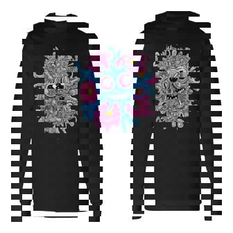 奇抜なハッピーモンスター 大きな瞳 長袖Tシャツ - Kawaiitshirt