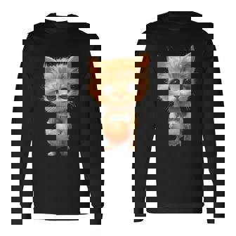 子猫、茶トラ、かわいい、おもしろい、癒し、ビーチ、ボール、砂浜、夏、海、ビーチボール、可愛い 長袖Tシャツ - Kawaiitshirt