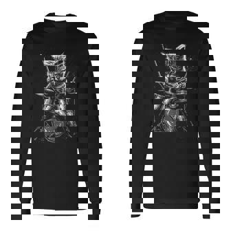 子猫ロックバンド ドラマー 猫 ドラム 長袖Tシャツ - Kawaiitshirt