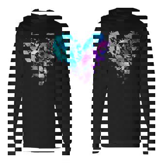 宇宙 ウーパールートル かわいいウーパールーパー ハート 水彩 ウーパールーパー 長袖Tシャツ - Kawaiitshirt