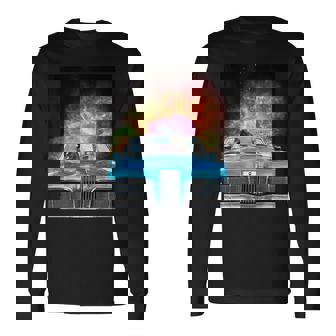 宇宙 銀河 猫 運転 車 長袖Tシャツ - Kawaiitshirt