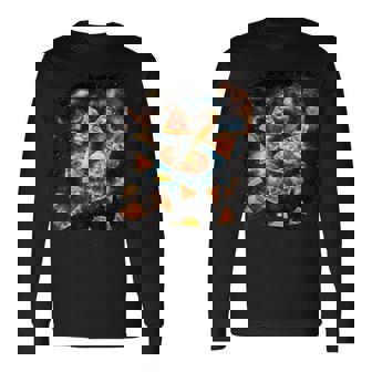 宇宙でピザタコスを食べるギャラクシーナマケモノ 長袖Tシャツ - Kawaiitshirt