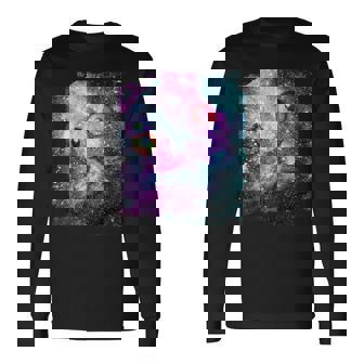 宇宙のかわいいアストロ宇宙猫 長袖Tシャツ - Kawaiitshirt