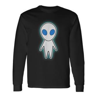 宇宙人 エイリアン『セルフィー』グレイ【ゆるフレンズ】かわいい イラスト 面白い 長袖Tシャツ - Kawaiitshirt