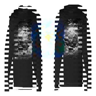 宇宙地球動物グループシーン 長袖Tシャツ - Kawaiitshirt