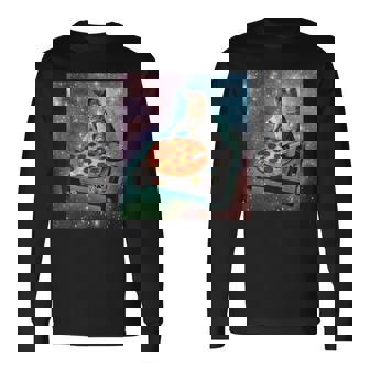 宇宙宇宙 ギャラクシー 宇宙 猫 ピザ Dj 面白い かわいい コズミック 長袖Tシャツ - Kawaiitshirt