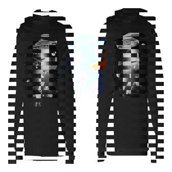 宇宙猫 面白い宇宙猫銀河ufoエイリアンアブダクション 長袖Tシャツ - Kawaiitshirt