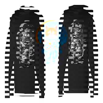 宇宙飛行士 02 宇宙飛行士 猫 長袖Tシャツ - Kawaiitshirt